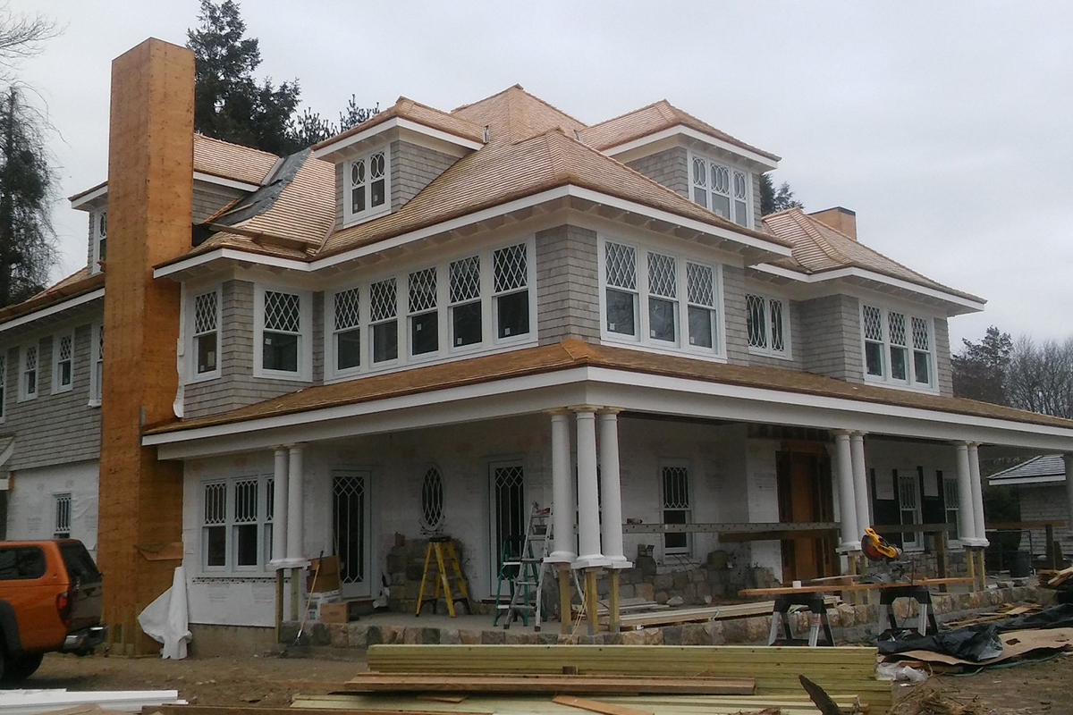 New home construction - roofing and exterior work from Highland Builders Corp. in Westchester and Fairfield Counties.